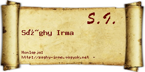 Sághy Irma névjegykártya